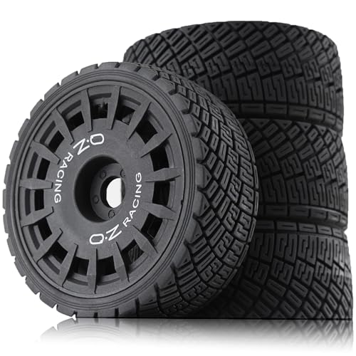 RC Rally Car Tires On Road 1/7 1/8 Tyres OD 100mm 17mm Hex Plastic Wheels Rims for 1/7 1/8 Scale Racing Car KM WRC C3 ARRMA Felony Infraction Limitless RC On-Road Car (Black 2)