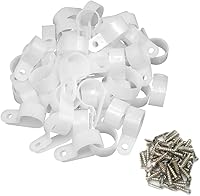 Vista 20 de Abrazadera de cable tipo R abrazadera de cable de 1/4 pulgadas de nailon de 1/4 pulgadas con tornillos para gestión de cables, 50 abrazaderas