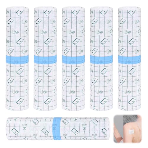 6PCS Vendajes Transparentes Impermeables de 15cm x 1m - Vendajes Adhesivo Elástico Transparente, Protección para Tatuajes y Heridas, Resistente al Agua para Deporte y Ducha, Fácil de Usar (6PCS)