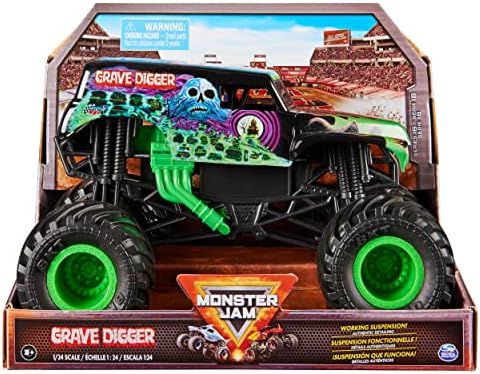 Monster Jam, Official Grave Digger Monster Truck, Collector Die-Cast Vehicle, 1:24 Scale, Kids Toys for Boys Ages 3 and up