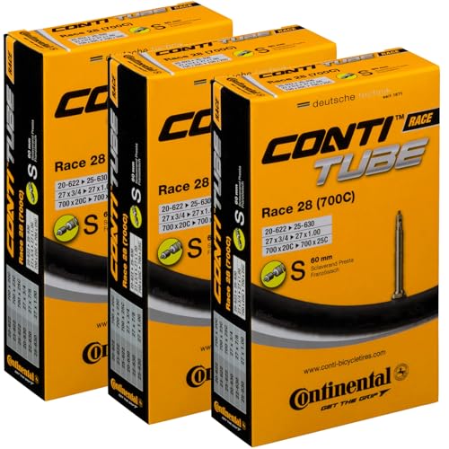 Continental Unisex's Race 28 Inner Tube, Black, 700c Road, Pack of 3