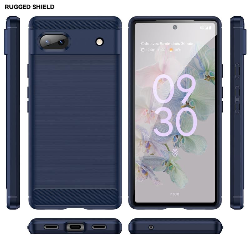 Image of Hybrid Carbon Fiber Back Case for Google Pixel 6A (Blue)