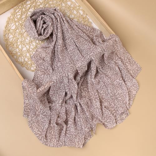Boho Floral Printed Scarf For Women Muslim Chiffon Headscarf Hijab Abaya Accessories3