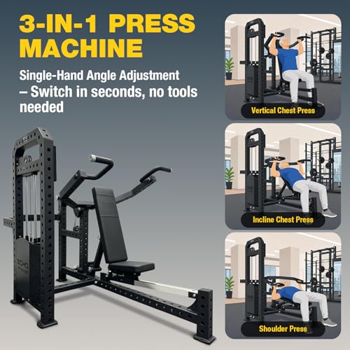 Image of Commercial-Grade Strength Exercise Equipment with 220lb Weight Stack, 3 inchx3 inch 12-Gauge Steel Tubing for Home & Gym, Multi-Function Trainer Machine for Strength Training & Body Building