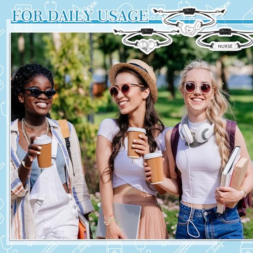 Kigeli 30 Pcs Nurse Gifts Bulk Stethoscope Heart Appreciation Bracelet Gifts Blessing Card Bracelets RN Nurse Jewelry for Women Men4