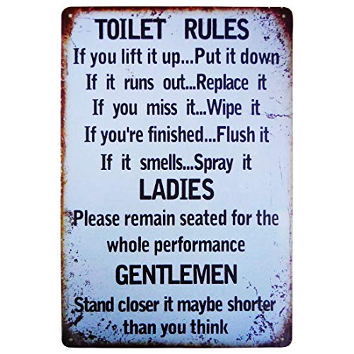 Image of Zesta Bathroom Decor Items Washroom Decor Tin Sign | Aesthetic Posters Wall Poster for Bedroom | Magnetic Cafe Decoration Items / Restaurant Decorations Items | Quirky Home Decor Bar Accent - Toilet Rules