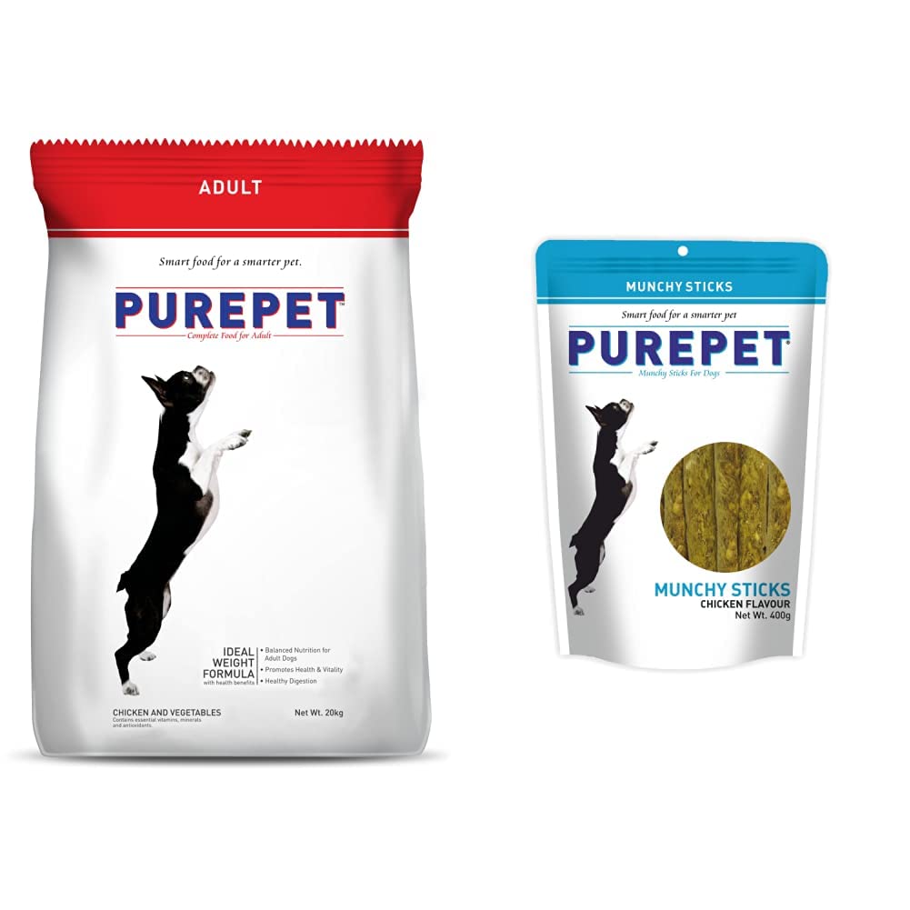 Purepet Chicken and Vegetable Adult Dry Dog Food - 20kg&Purepet Munchy Sticks, Chicken Flavour, Dog Treats, 400 g (B0BP5K4MRM) Amazon Price History, Amazon Price Tracker