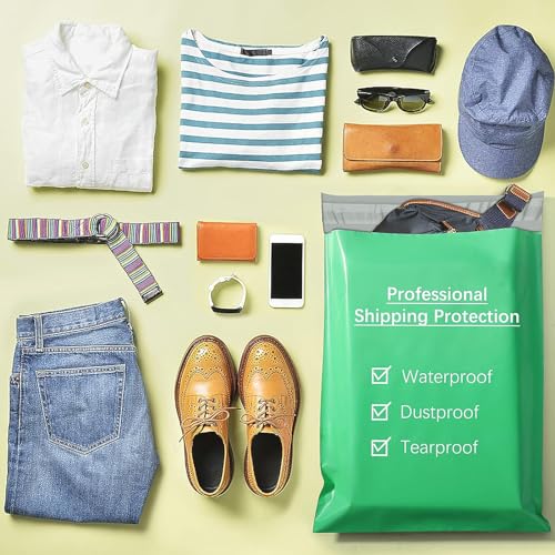 Image of Metronic Poly Mailers 14.5x19 100 Pcs | Medium Size Shipping Bags for Clothes | Large Poly Mailer Bags, Shipping Envelopes, Mailing Bags for Small Business, Strong Adhensive Poly Bags Green