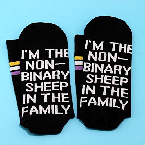 JXGZSO 2 Pairs Non Binary Pride Flag Socks Non Binary Gifts LGBT Nonbinary Gift Pride Queer Non-Binary Gift3