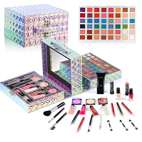 Hot Sugar Makeup Kit for Preteen Girls 10-12, Birthday Christmas Makeup Gift Set for Teens 16-18, All in One Beginner Makeup Kit for Women Full Kit Includes Real Cosmetics and Makeup Tools (PURPLE)