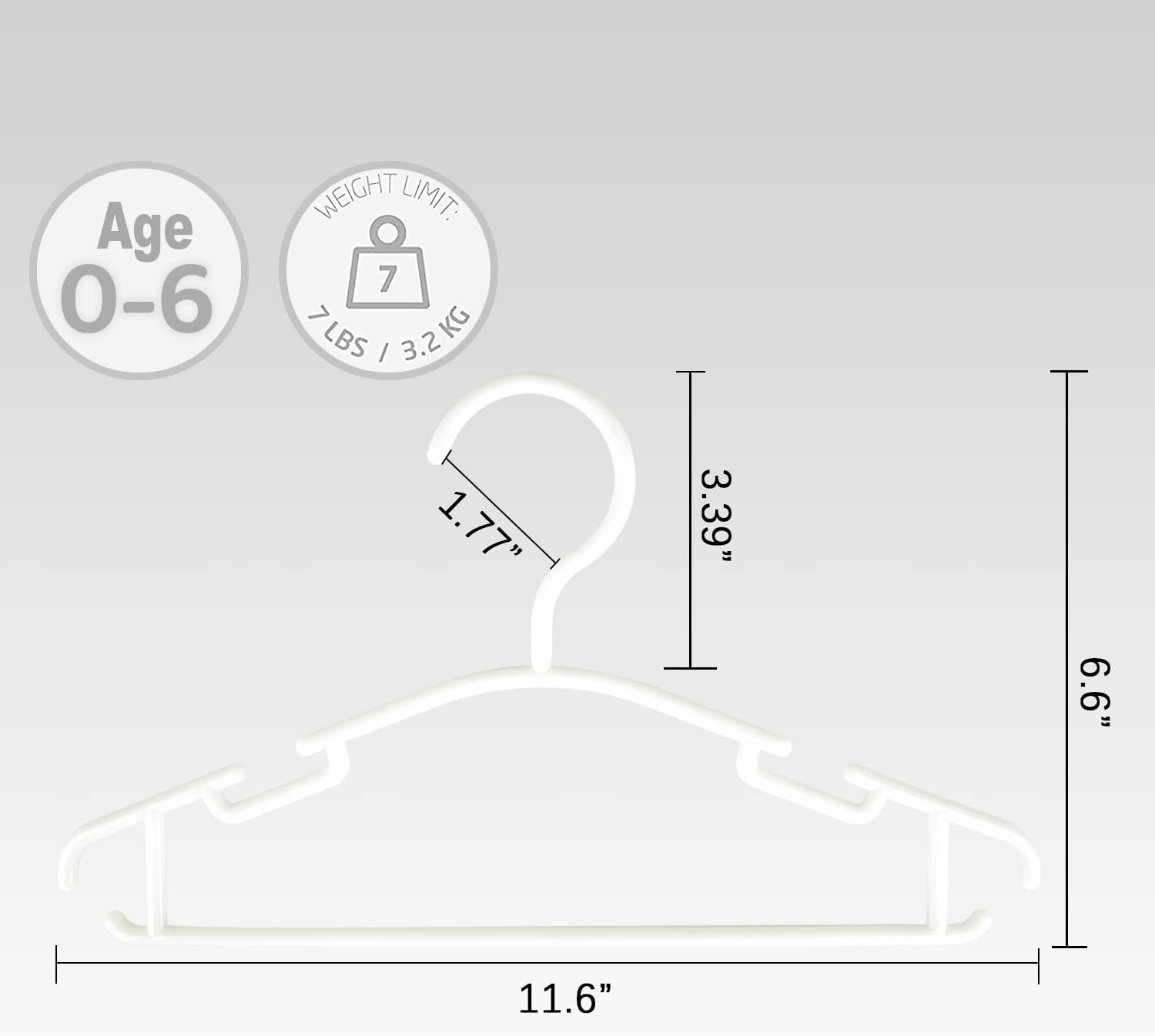 GoodtoU Plastic Kids Hangers, 60 Pack, White, Lightweight, Suitable for 0-6 Years, Holds Clothes and Organizes Closets