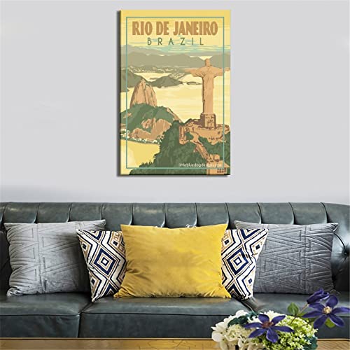 Goudan Rio De Janeiro Brazil Vintage Travel Poster Canvas Art Poster Decorative Posters Wall Decor Picture Painting Posters 8X12Inchs(20X30Cm) #TOP3
