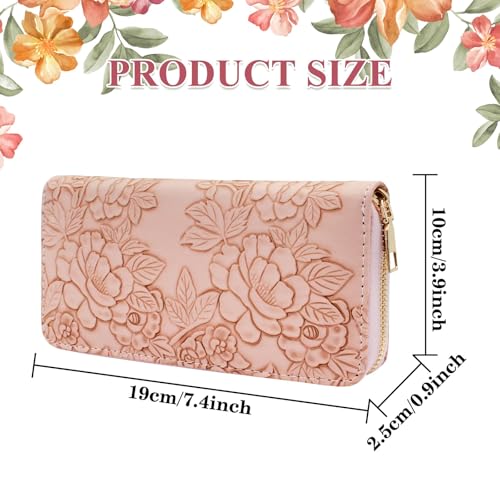 Wallet Wrlstlet For Women, Vintage Embossed Zipper Wallet, Wrlstlet Wallets For Women, Womens Wallet Wrlstlet For Women Cute Floral Leather Credit Card Holder Wallet Ladies Clutch Long Purses2