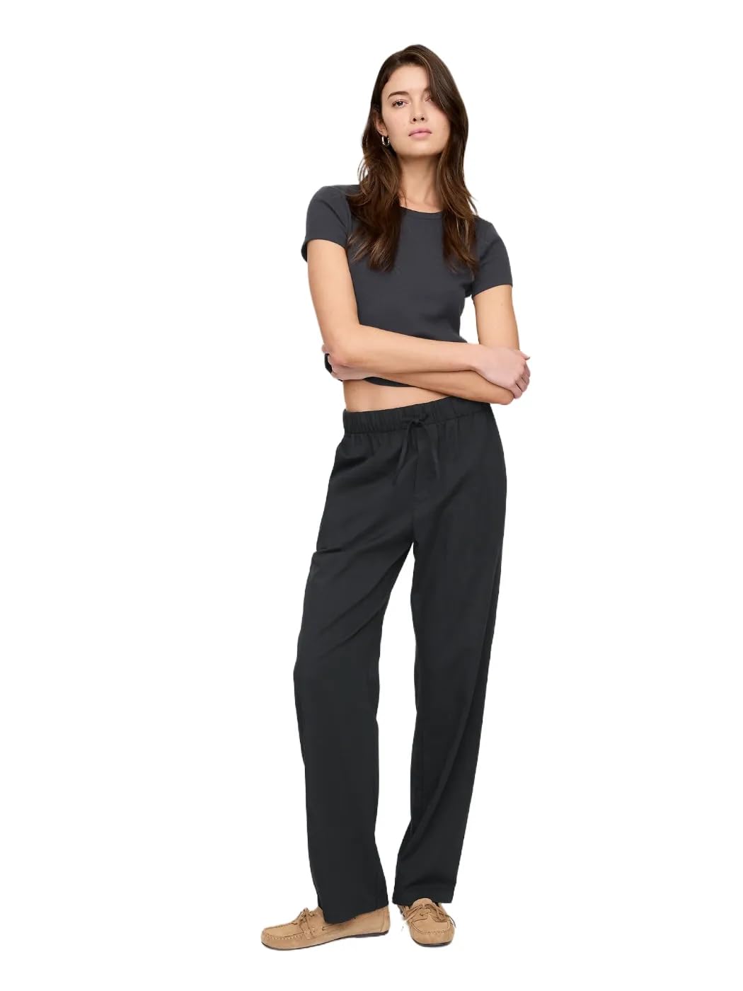 Pantalones Chinos Mujer GAP Pantalu00f3n Downtown Khaki Negro GAP