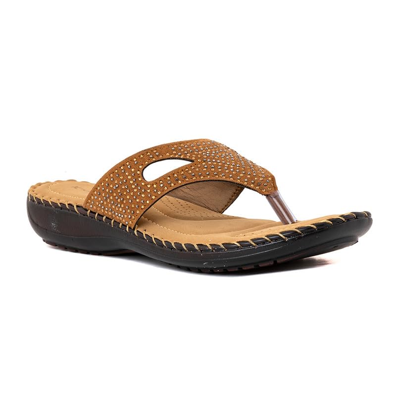 Khadims Brown Flat Slip On Sandal for Women (5942724) (B0CHRQN9LS) Amazon Price History, Amazon Price Tracker