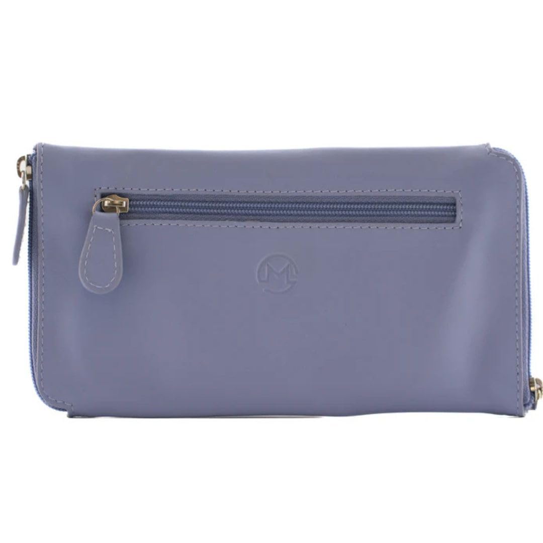 Mala Leather Purple (Purple) Leather Double Zipped Glasses Case