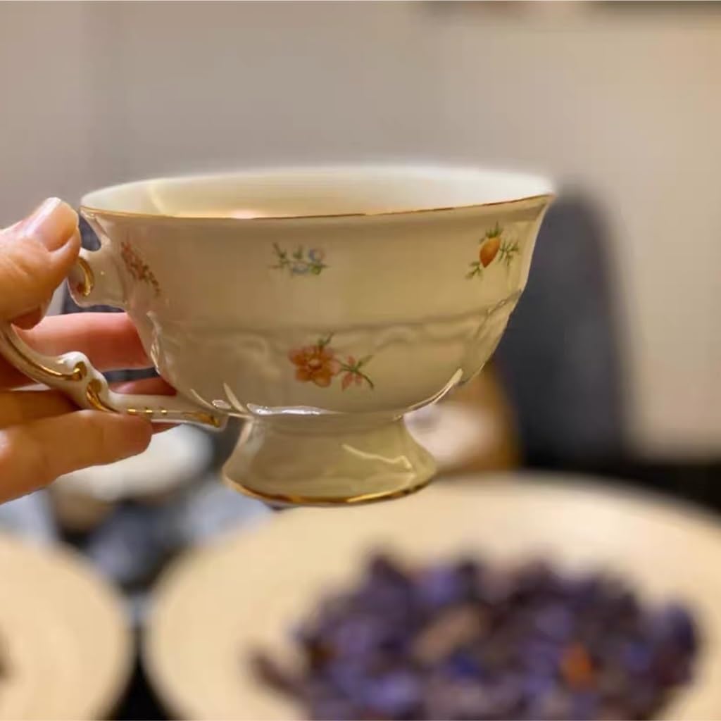 Coffee Cup Set English Afternoon Tea Cup and Saucer Ceramic Coffee Cup Flower Tea Cup Home Gift Floral Cup and Saucer Set Coffee Mug(B)