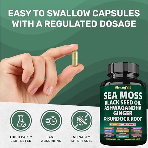 StrongVit Sea Moss 18-Ingredient Capsules with Bladderwrack & Burdock (60 ct) — view 8