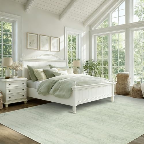 BILEEHOME Sage Green Rug for Bedroom,Boho Abstract Washable Cottage Core 8x10 Area Rugs for Living Room