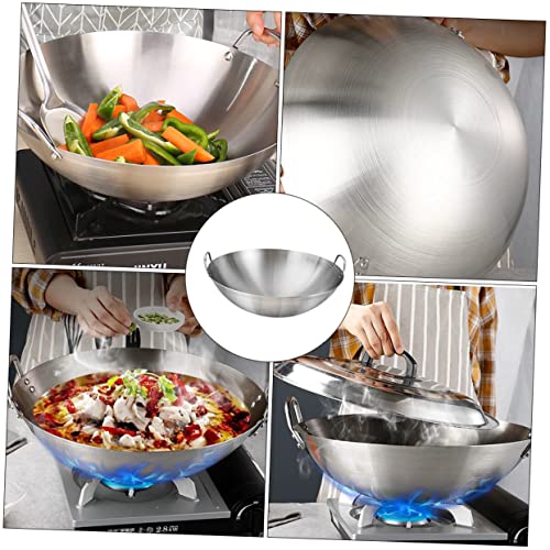 Wok de acero inoxidable con doble asa para cocina miniatura 3