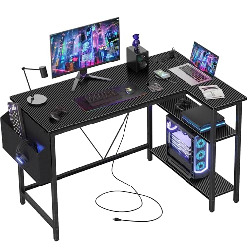 La mejor selección de Escritorio Armable - solo los mejores. 43 YKSLZ Escritorio de Computadora en L con Estantes de Almacenamiento Reversibles, Escritorio Minimalista Moderno para La Oficina en Casa, Fibra de Carbono Color