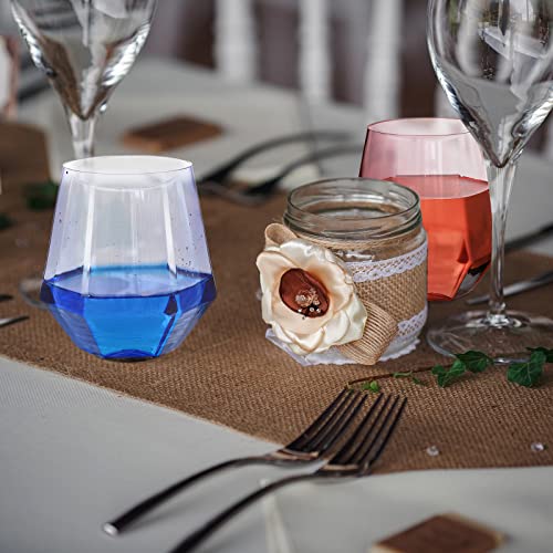 Gerrii 24 Pieces Diamond Plastic Stemless Wine Glasses Bulk 12Oz Colorful Drinking Cups For Kids Party Favors Reusable Whiskey Glasses Shatterproof Wine Tumblers For Wedding Bridal Shower Party Gift #TOP5
