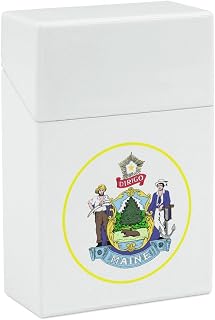 Maine State Emblem Flip Open Cigarette Case for Women Men Plastic Cigarette Box Holder Pocket Cigarette Storage Container