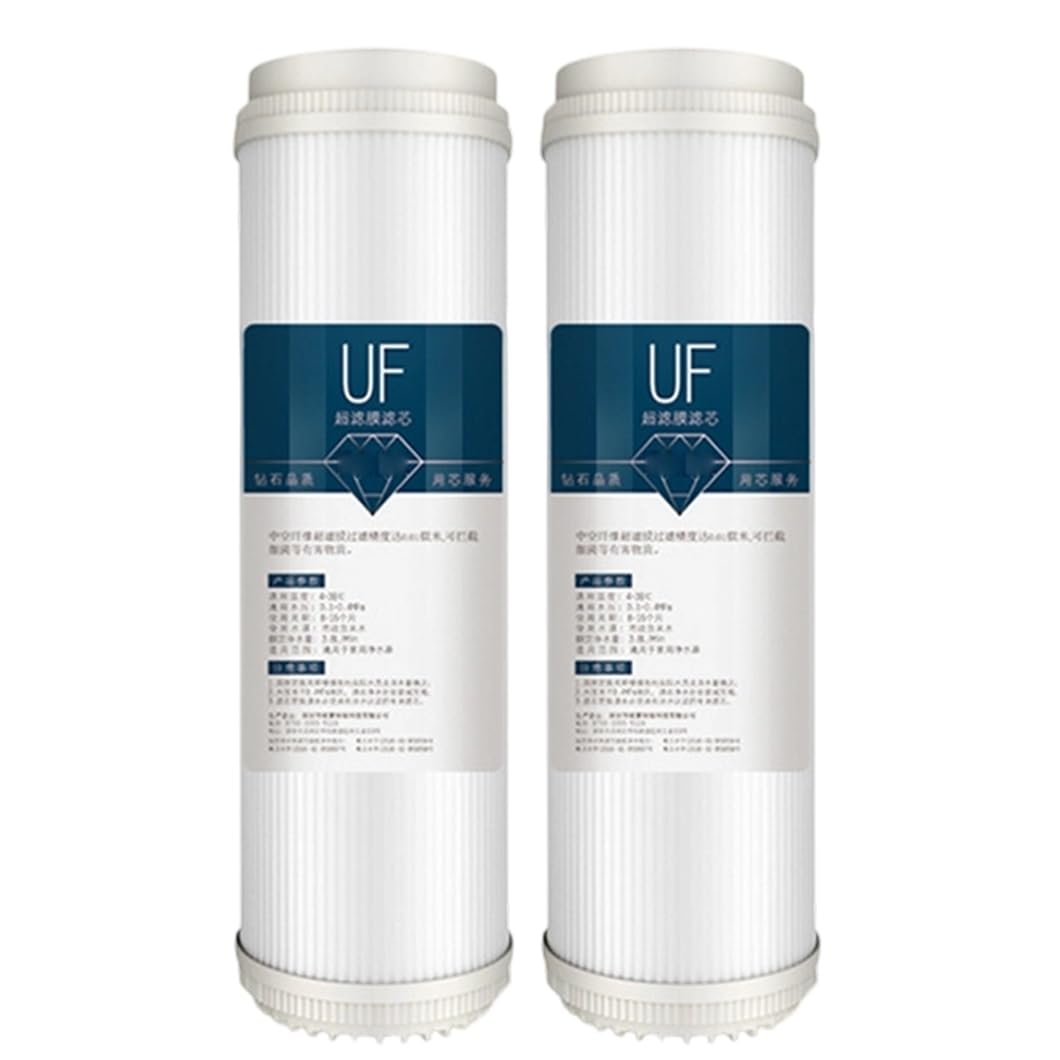 2er-Pack 2,8 x 10 Zoll Hohlfaser-UF-Membranfilter, Filtrationsgenauigkeit 0,01 Mikron für Umkehrosmose-Vorbehandlung und Nachfiltration