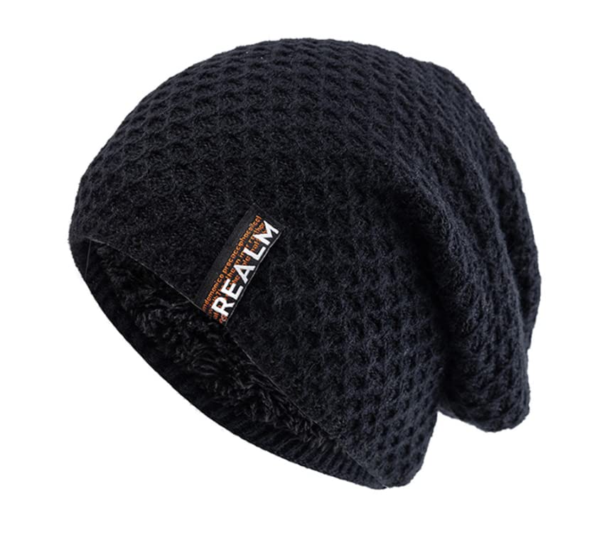 Sombreros unisex de invierno para hombres y mujeres Gorro de esquí cálido para decoración de letras con forro térmico, azul marino, Talla única