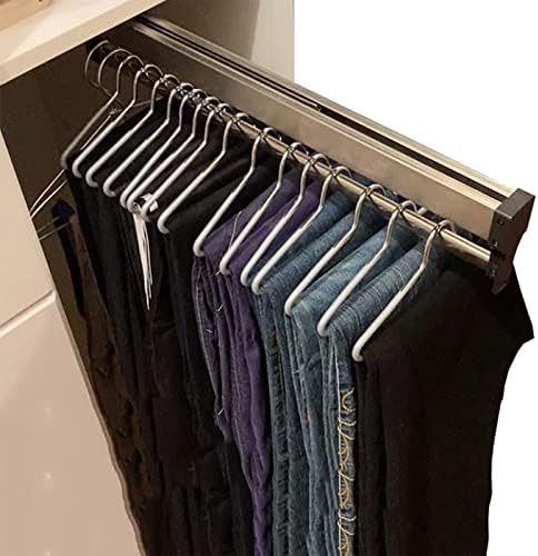 Heavy Duty Extendable Closet Rod - 30-80cm Pull-Out Hanger Rail for Clothes, Pants, and Coats, Space-Saving Wardrobe Organizer, Durable Closet Storage Solution