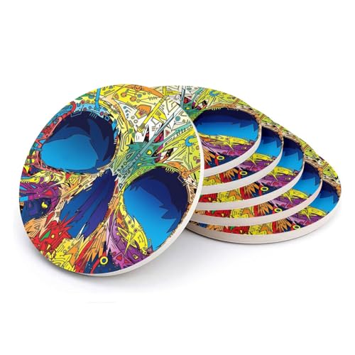 Sous-verre grue multicolore psychedelique pour apéritif rétro - 2