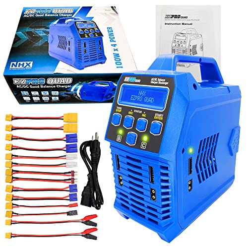 NHX RC EZPRO Quad 100W X4 AC/DC 12A LiPo/Li-HV/NIMH Battery Balance Charger