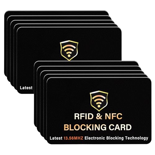 SaiTech IT 10 Pack RFID Blocking Card, One Card Protects Entire Wallet Purse, NFC Contactless Bank Debit Credit Card Protector ID ATM Guard Card Blocker–(Black)