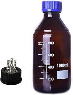 DONLAB MBY-1003 Glass 100ml Amber Brown Round Media Storage Bottle Reagent Bottle with SUS 316 S-3-Through Cap GL45