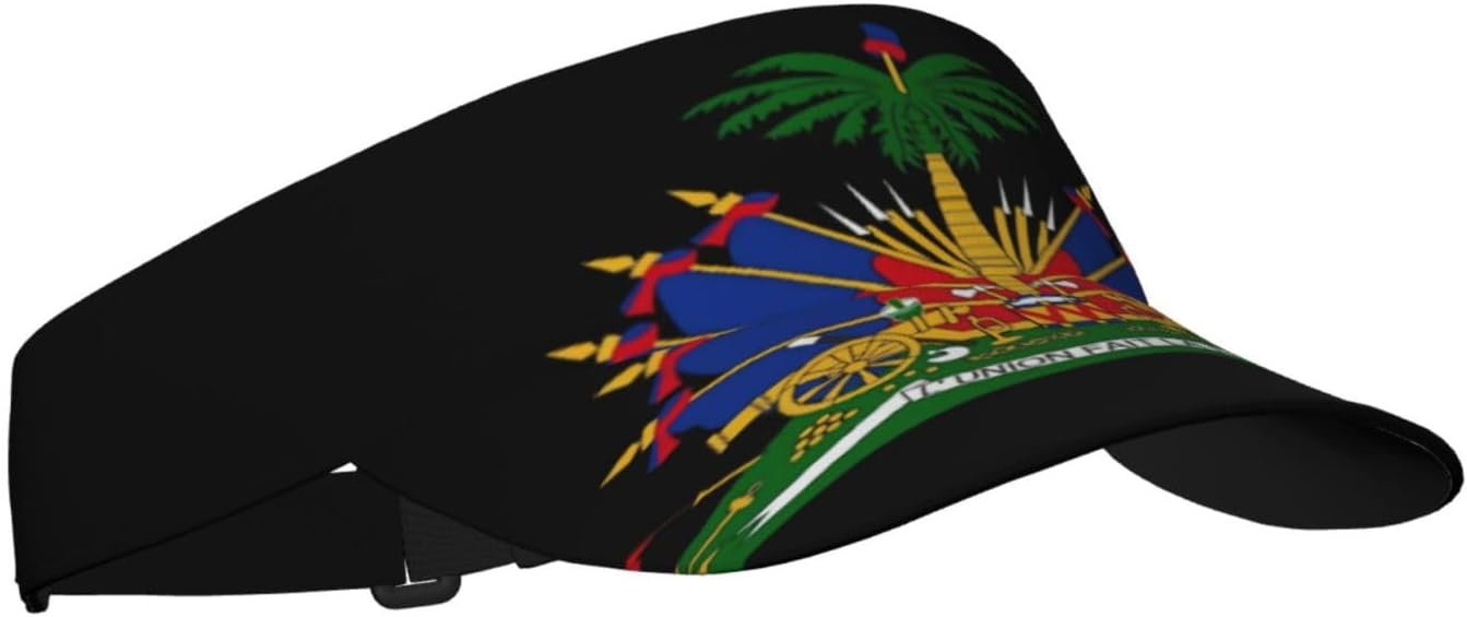 Haiti Flag Hats Men's Women's Visor Hats Adjustable Hats Sun Cap Sport Sun Visor Hats - Image 2