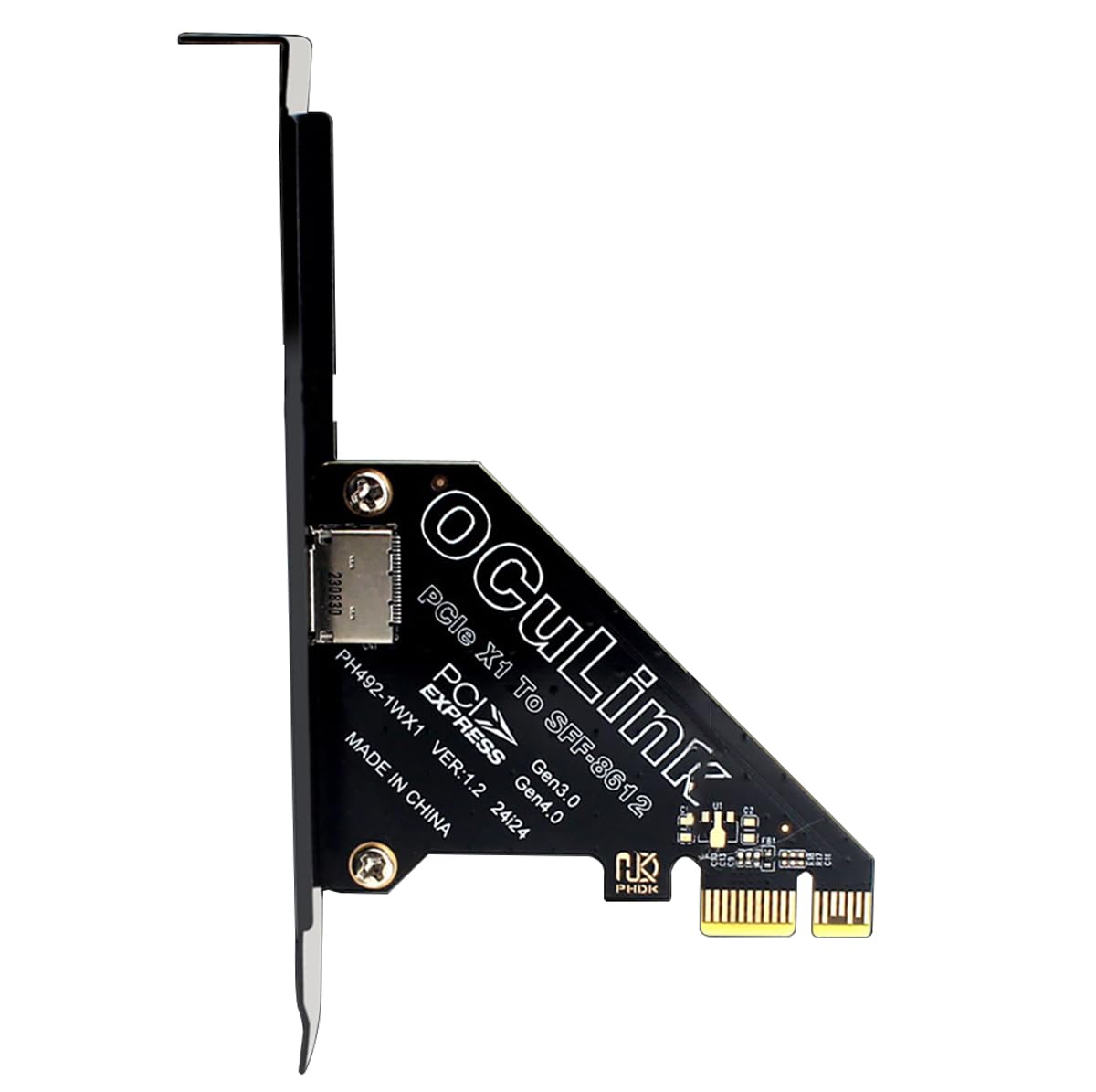 PCIe 4.0 Gen4 to Oculink SFF-8612 / SFF-8611 External Adapter Support SFF-8639 U.2 SSD, GPU Dock, eGPU, NVMe SSD (PCIe X1 to Oculink)