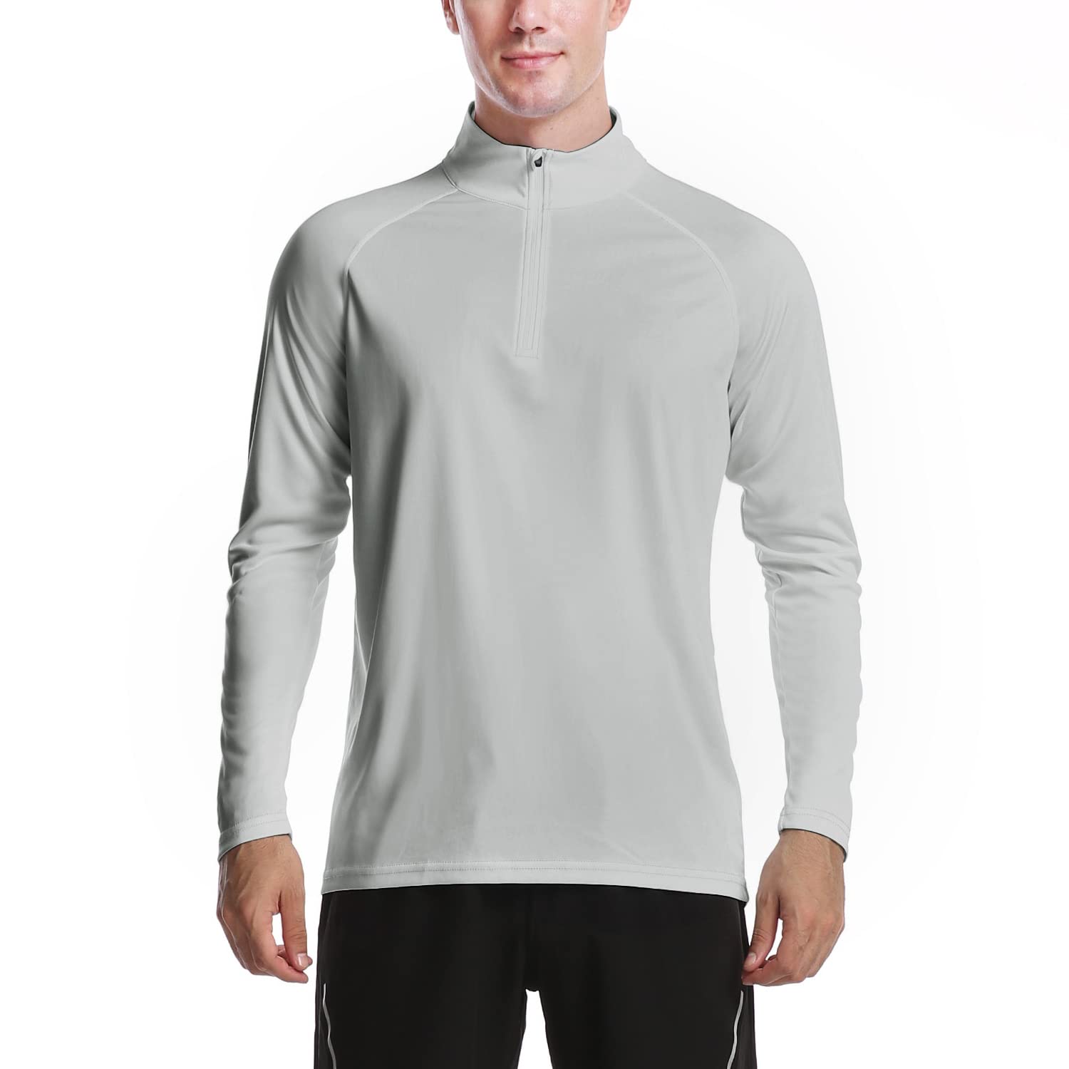 DAYOUNG Mens Zip Pullover UPF 50+ Sun Protection Long Sleeve Hiking Fishing Outdoors Performance T-Shirt