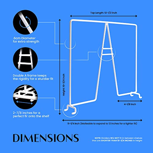 Titansecure 8 Pk White Wire Shelf Dividers For Closets On 12" Wire Shelves - Sturdiest Closet Organizer Takes Seconds To Install. Organize Your Bedroom, Bathroom And Much More #TOP4