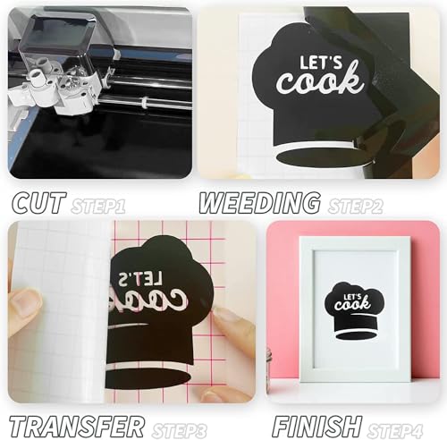 Image of IModeur Matte Black Permanent Vinyl (12 inch x 12 inch) 36 Pack Permanent Vinyl Bundle for Silhouette, Cameo Cutters, Signs, Scrapbooking, Craft Die Cutters,Cups