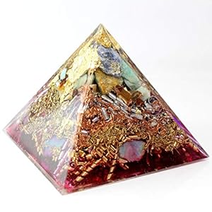 Gold-pinke Power Orgon Pyramide, 10cm, Heilsteine + Metalle, Orgonenergie | Orgonit