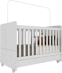 Berço Americano 3 em 1 com Rodízios para Colchão 70 x 130 cm Multimóveis Pimpolho Fg0504b Branco
