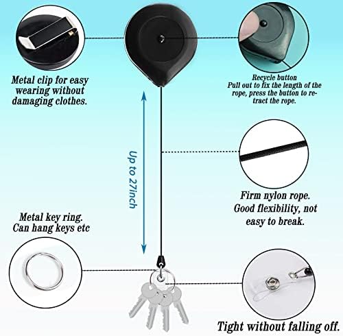 2 Pack-Retractable KeychainHeavy Duty Retractable Badge HoldersRetractable Badge Holder (Black)