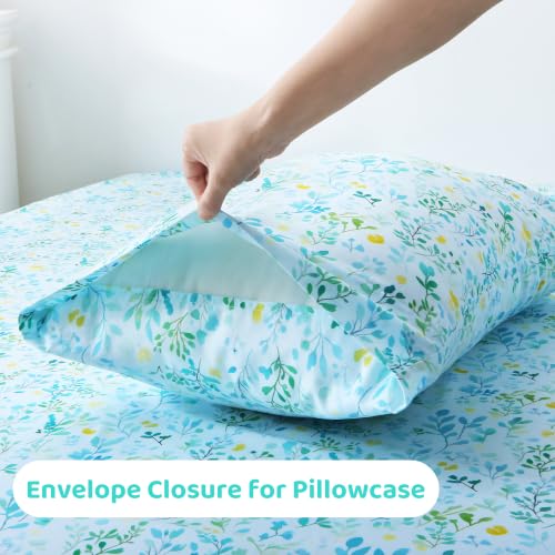 Image of Mooreeke Cozy Floral Leaf Microfiber Printed Full Sheet Set
