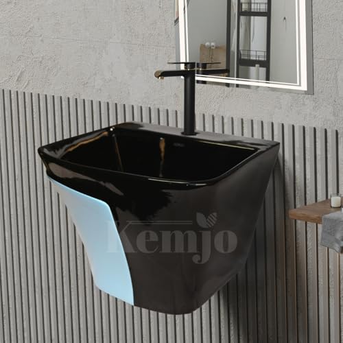 Image of Wall Mounted Wash Basin for Bathroom | Wall Hung Wash Basin /Sink (15.35 x 16.14 x 13 Inch, SFKOP - 219)