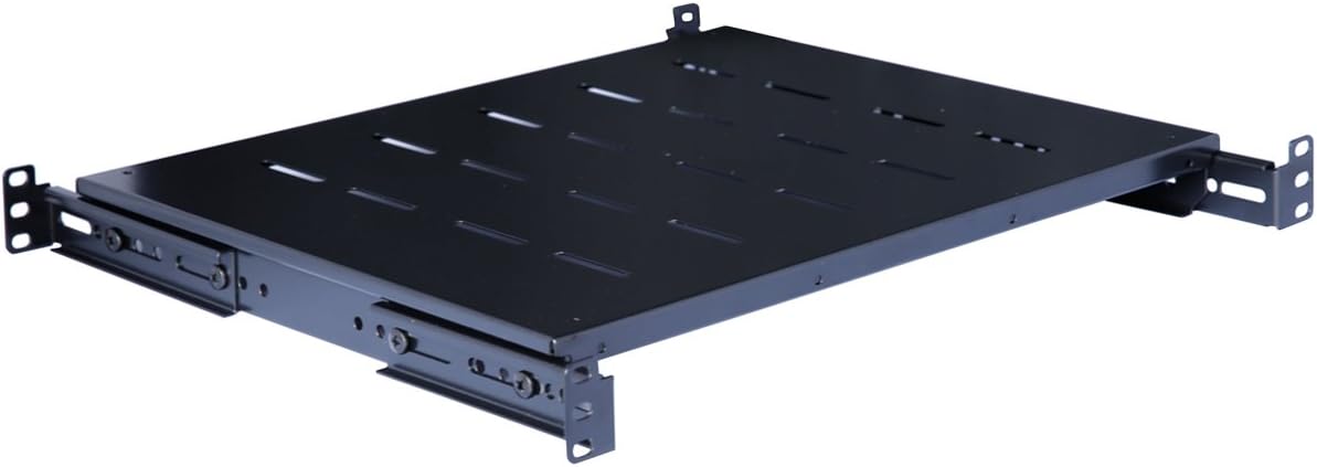 RAISING ELECTRONICS Fixed Rack Server Shelf 1U 19 Inch Shelves 4 Post Rack Mount Adjustable Deep for Server Network Rack (14-20.5Inch Depth)