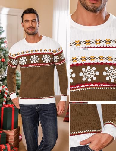 LecGee Cable Knit Sweater Men Ribbed Crewneck Long Sleeve Unisex Christmas Women Fall Winter Casual Fisherman Pullover4