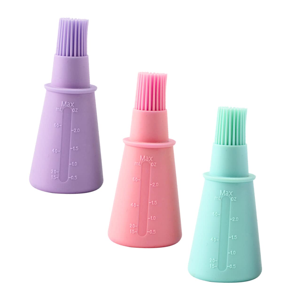 HANABASS 3Pcs Silicone Oil Bottle Brush Basting Brush for Bbq Grilling and Baking Convenient Scale Design for Dispensing Options