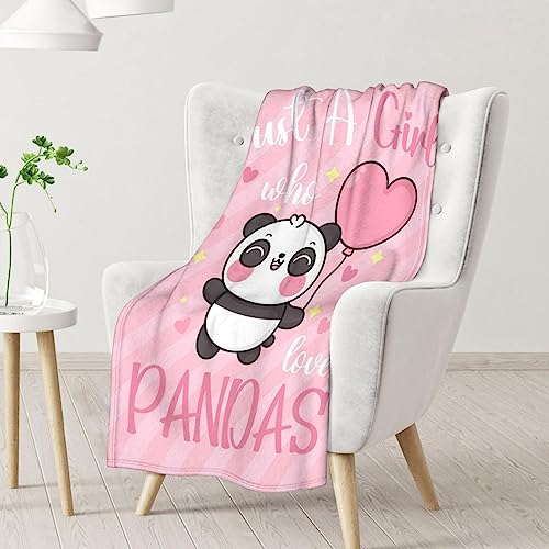 Panda Blanket Gifts - 60"x80" Cute Throw Blanket for Kids, Adults - Pink Soft Fuzzy Blankets for Bed, Couch & Living Room