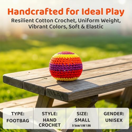 image for Generic Hand-Made Knitted Footbag Set, Colorful Woven Kick Balls, Soft