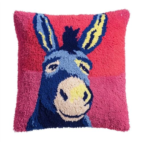 Kit de cojín con gancho de pestillo de burro, bordado de bricolaje de 17x17 pulgadas para adultos